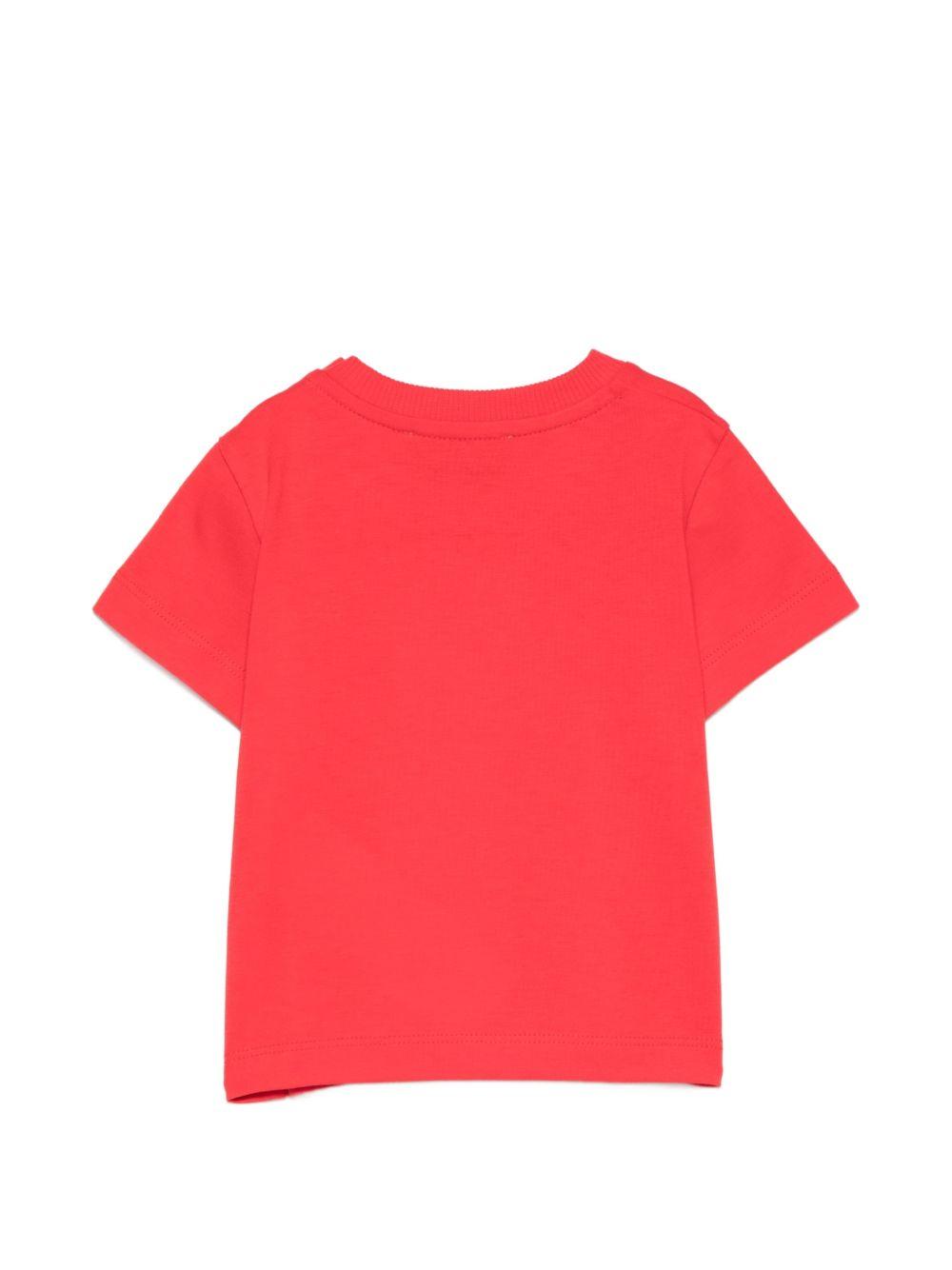 T-shirt per neonati Moschino Kids rossa con ricamo orsetto MUM04TLAA02 50109 MOSCHINO KIDS 
