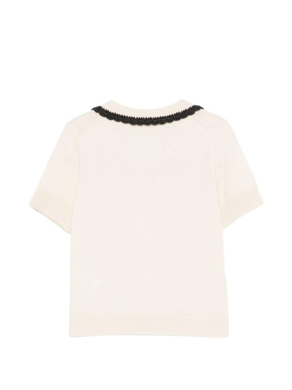 T-shirt per bambina Bonpoint beige con ricamo ciliegie S06GJUK00006 103 BONPOINT 