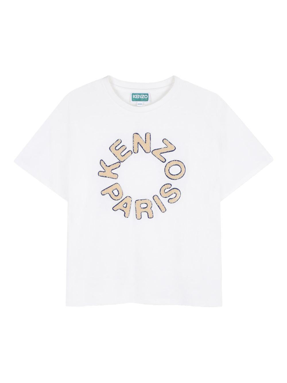 T-shirt per bambino Kenzo kids bianca con logo K61699 117 KENZO KIDS 