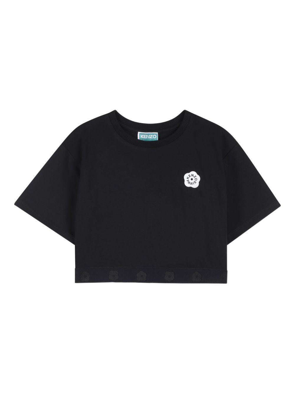 T-shirt per bambina Kenzo Kids nera con dettaglio fiore K61621 09B KENZO KIDS 