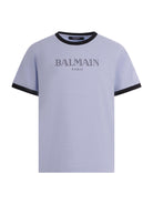 T-shirt per bambino Balmain Kids azzurra con stampa del logo sul davanti BY8P41 Z3672 652NE BALMAIN KIDS 