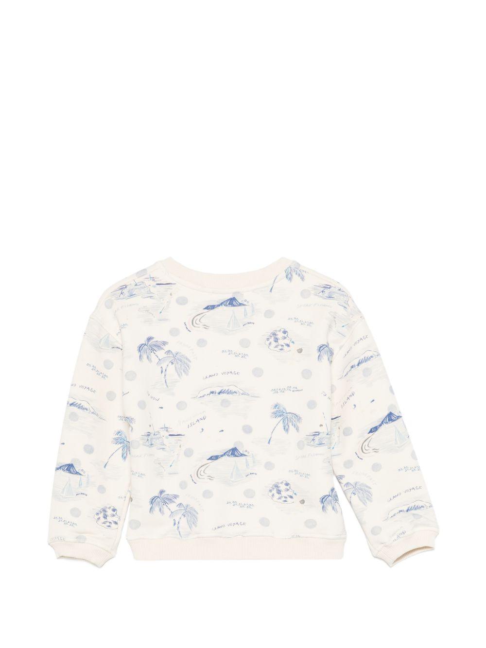 Felpa per bambino Bonpoint bianco con stampa grafica all-over blu S06KSWK00001 615 BONPOINT 