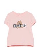 T-shirt per neonata Moschino Kids rosa con maniche a palloncino MDM03PLBA00 50209 MOSCHINO KIDS 