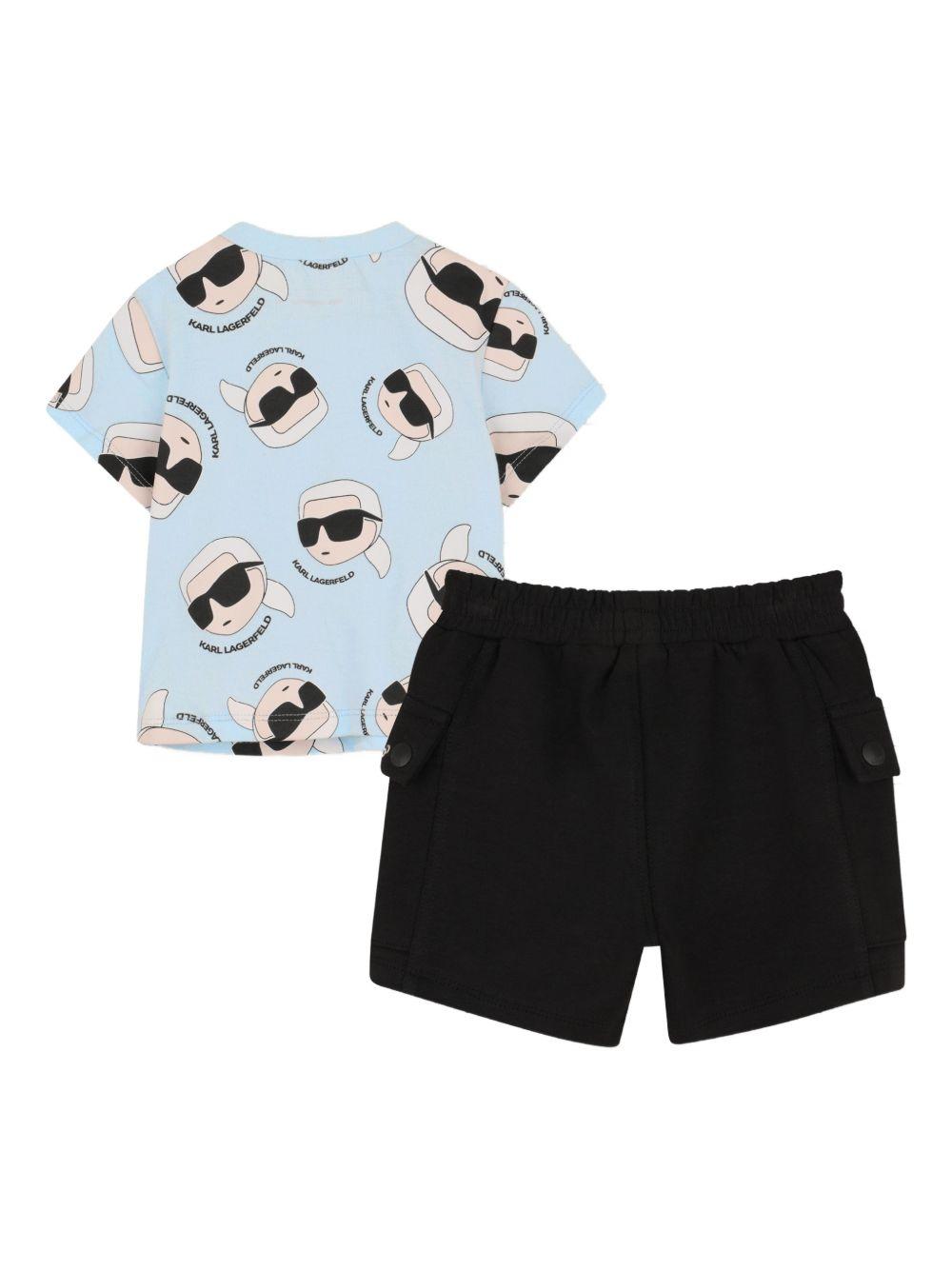 Set 2 pezzi per neonata Karl Lagerfeld Kids blu con stampa ikonik karl Z31070 77X KARL LAGERFELD KIDS 