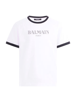 T-shirt per bambino Balmain Kids bianca con dettagli a contrasto