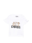 T-shirt per neonata Moschino Kids bianca con stampa orsetti MDM03QLAA17 10101 MOSCHINO KIDS 