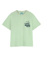 T-shirt per bambino Kenzo Kids verde con stampa logo sul petto K61670 61B KENZO KIDS 