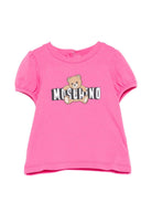 T-shirt per neonata Moschino Kids fucsia con maniche a palloncino MDM03PLBA00 50533 MOSCHINO KIDS 