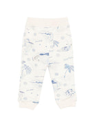 Pantaloni per neonato Bonpoint bianco con stampa grafica blu all-over S06YPAK00003 615 BONPOINT 