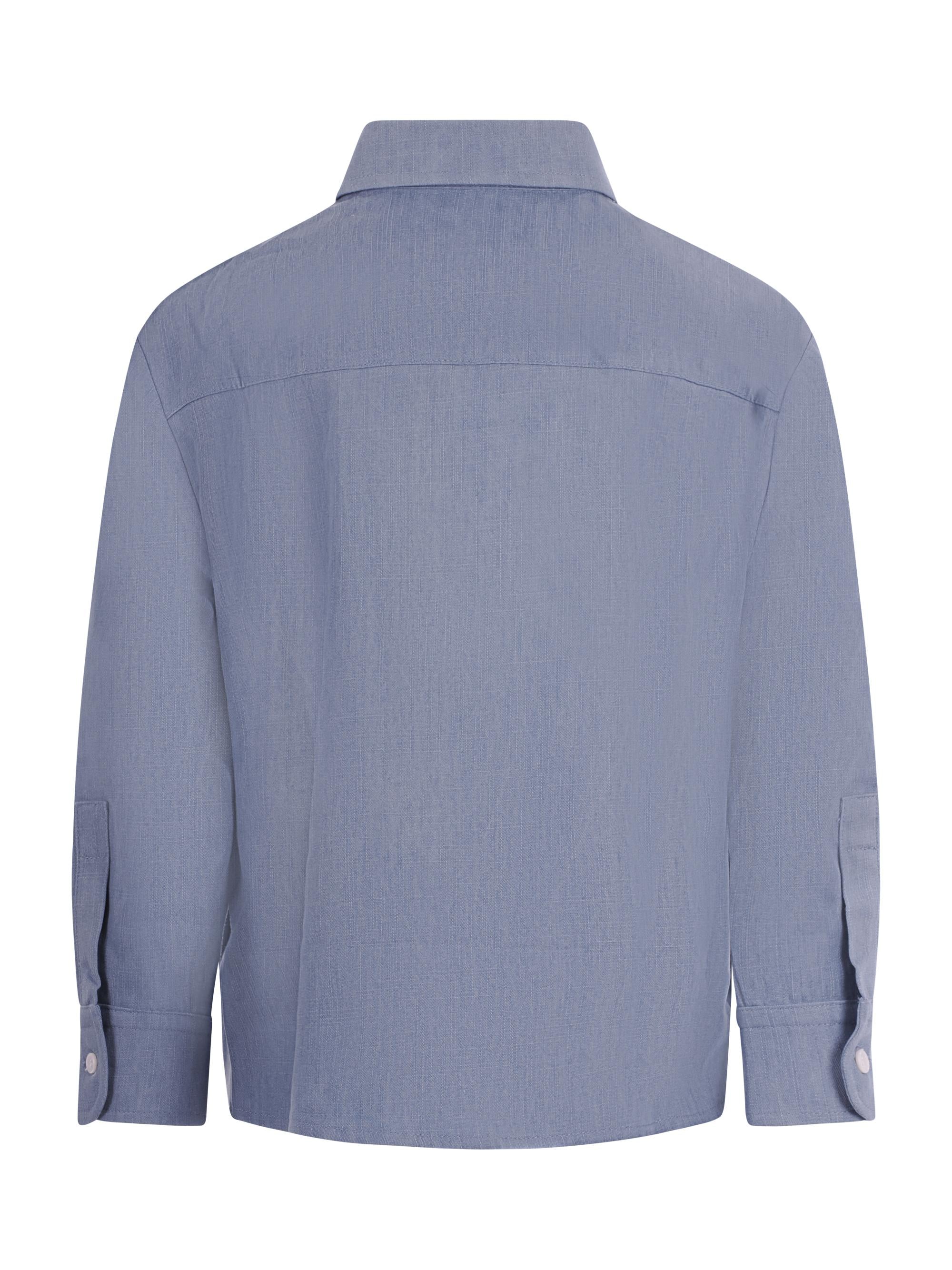 Camicia per bambino Balmain Kids denim con logo sul davanti BY5P50 P0588 653BC BALMAIN KIDS 