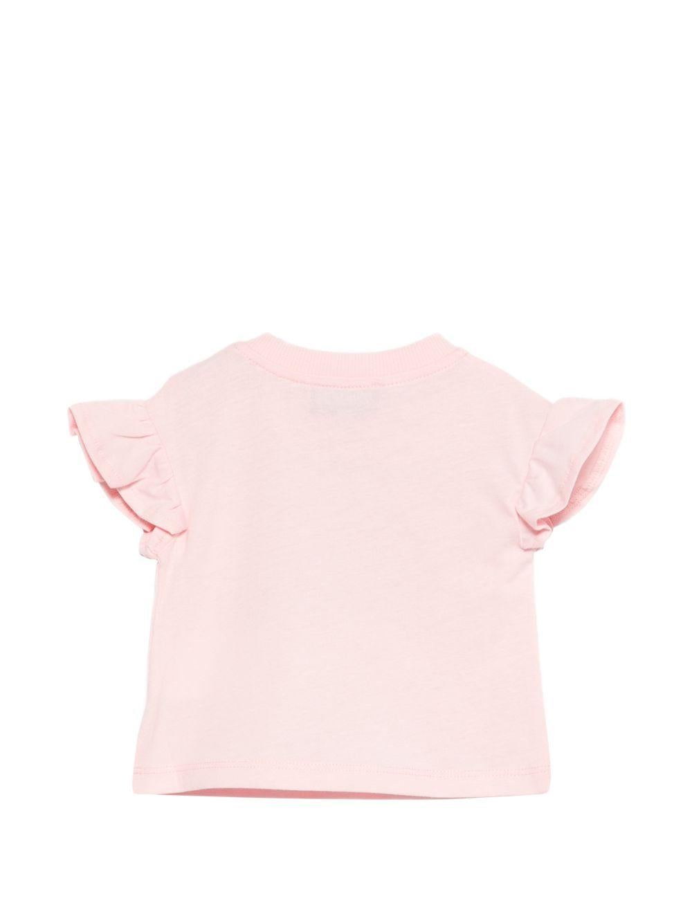 T-shirt per neonata Moschino Kids rosa con ruches MDM03QLAA17 50209 MOSCHINO KIDS 