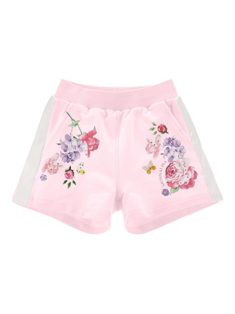 Shorts per bambina Monnalisa rosa con stampa a fiori 19G403 7007 9099 MONNALISA 