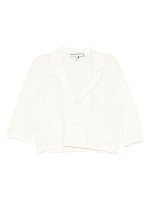 Emporio Armani Kids white long-sleeved blazer for newborns