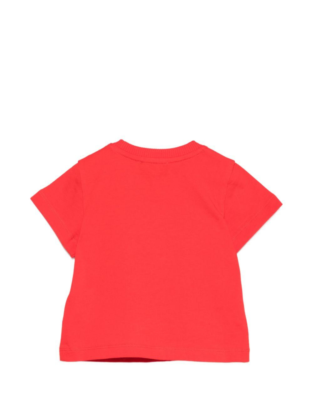 T-shirt per neonati Moschino Kids rossa con stampa Teddy Bear sul davanti MZM047LAA01 50109 MOSCHINO KIDS 