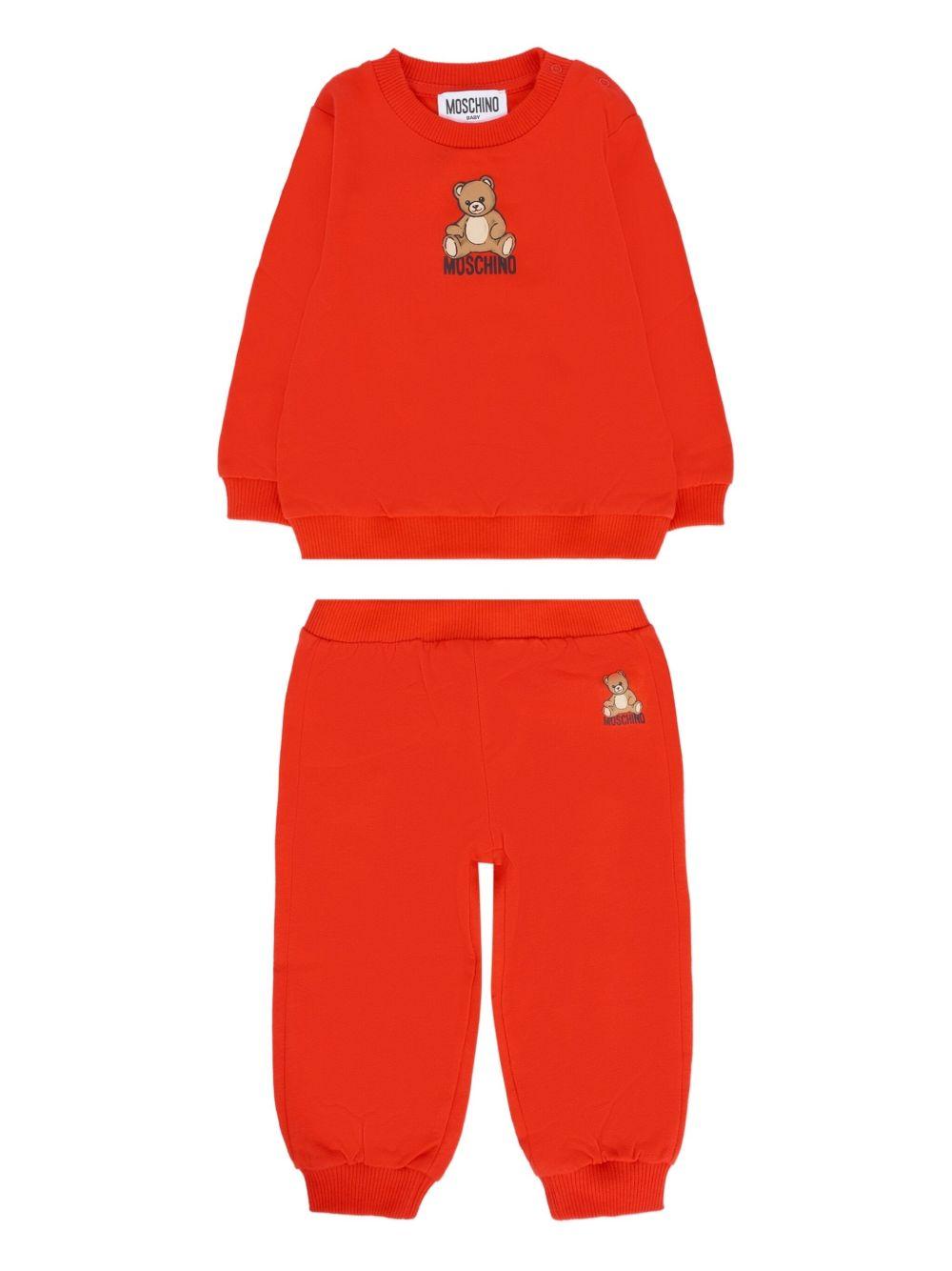 Tuta sportiva per neonato Moschino Kids rosso con stampa Teddy MMK05ELCA40 50109 MOSCHINO KIDS 