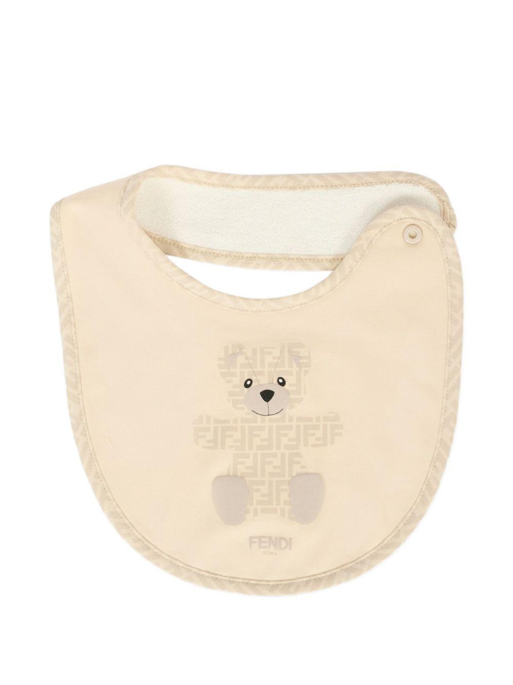 Bavaglini per neonati Fendi Kids beige con motivo con logo FF BUJ307 ST8 F19J5 FENDI KIDS 