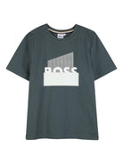T-shirt per bambino Boss Kids grigio con stampa grafica J52978 68C BOSS KIDS 