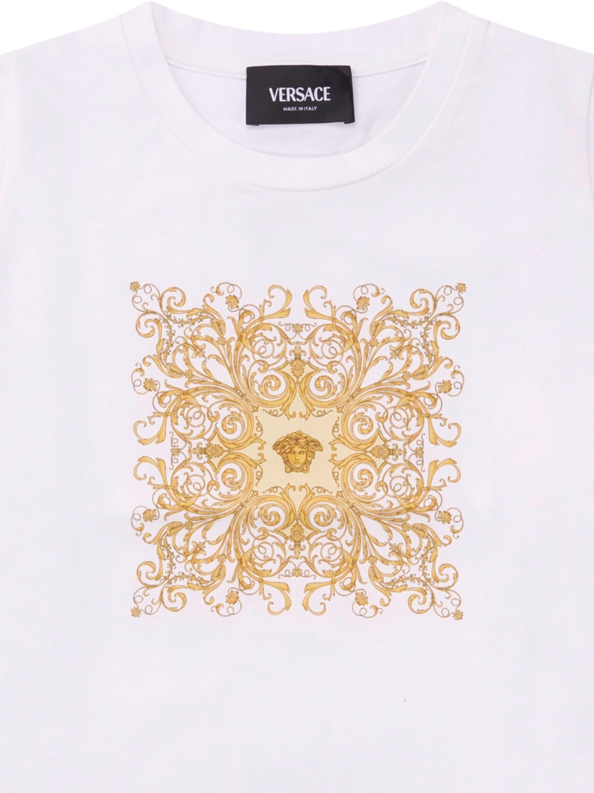 T-shirt per neonatoVersace Kids bianca con stampa grafica sul davanti 10185701A17231 2W110 VERSACE KIDS 