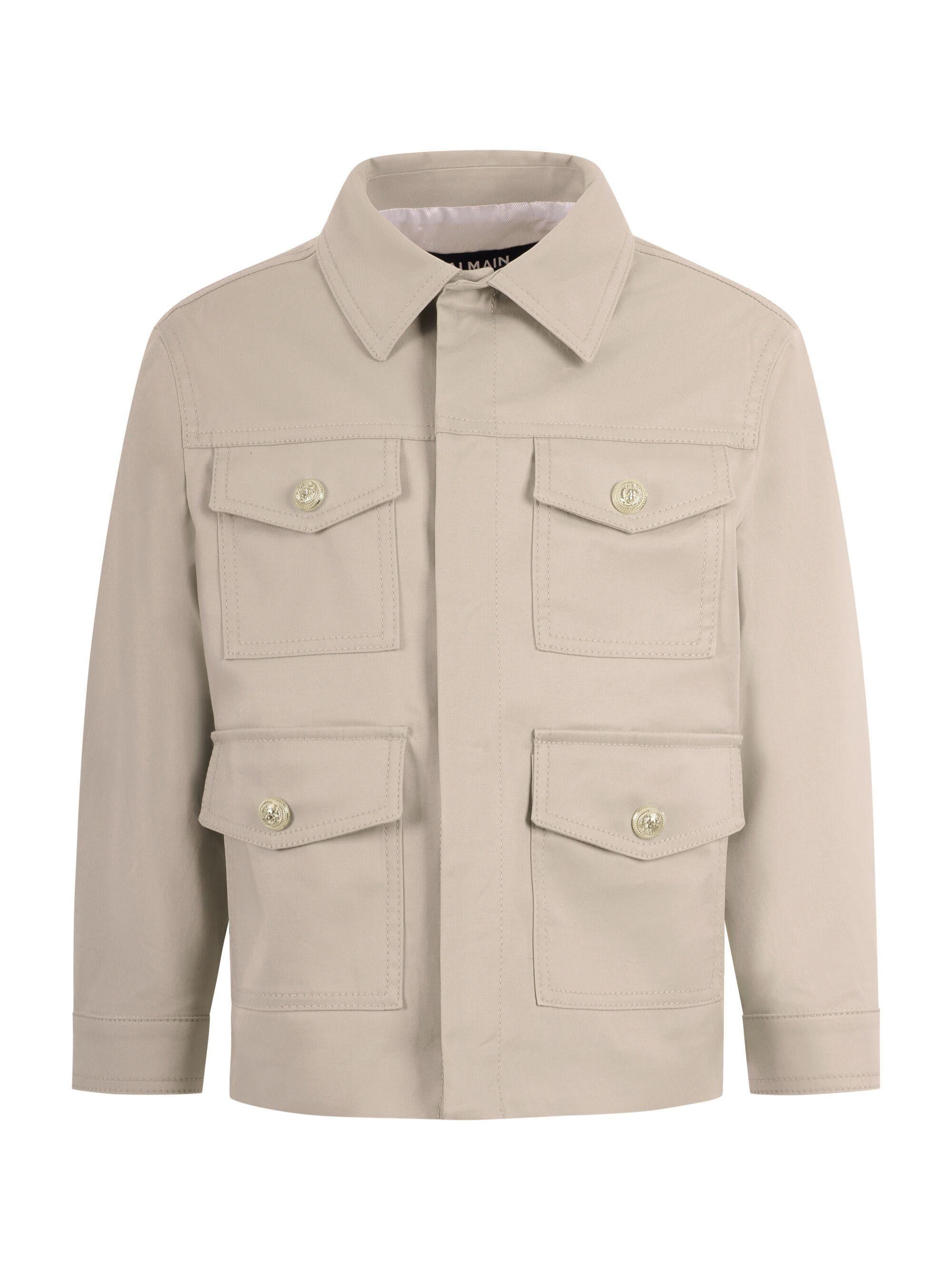 Giacca per bambino Balmain Kids beige con colletto a punta BY2P47 G0197 107 BALMAIN KIDS 