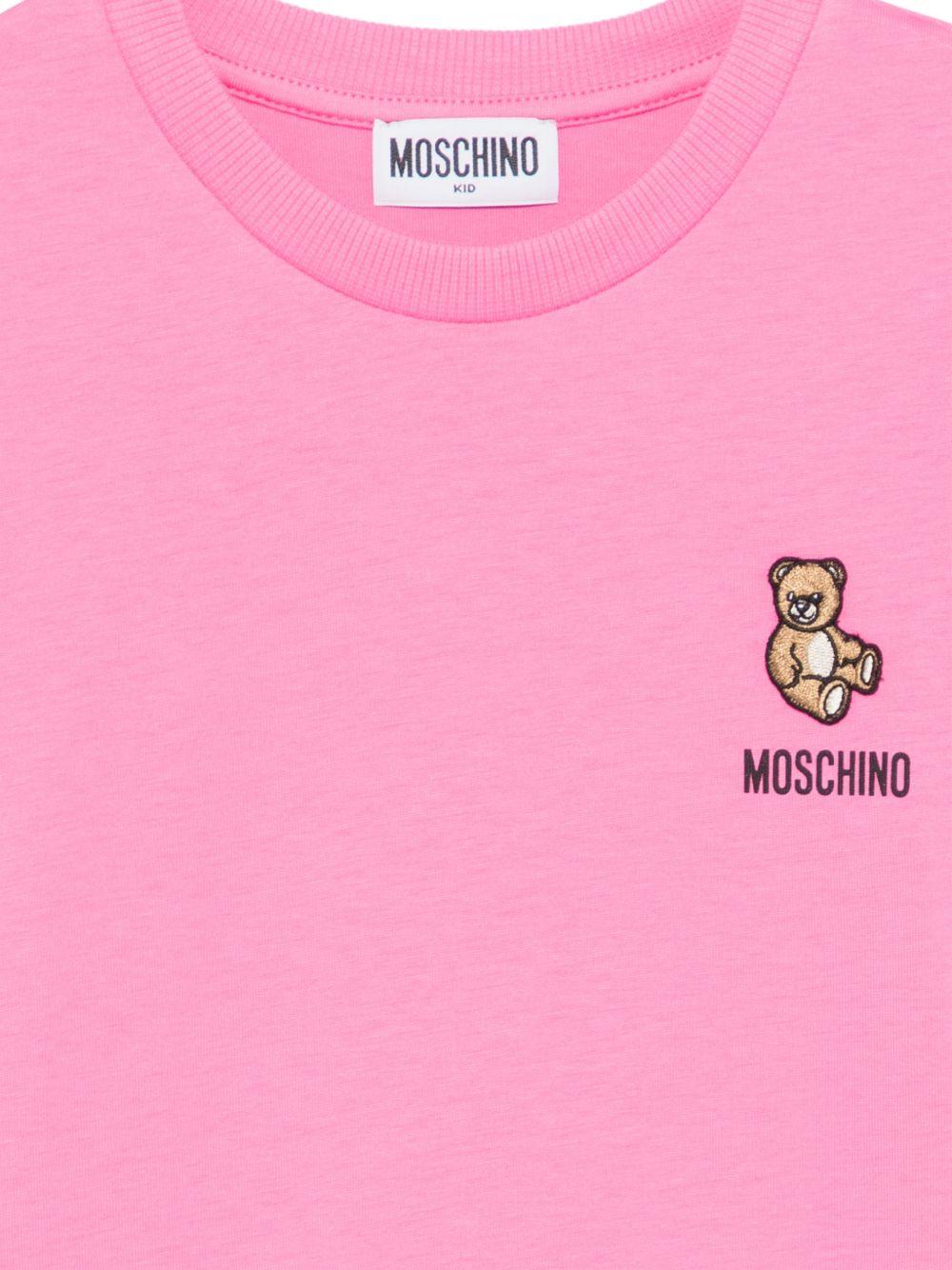 T-shirt per bambina Moschino Kids rosa con ricamo Teddy Bear HUM05TLAA02 50533 MOSCHINO KIDS 