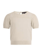 T-shirt per bambina Emporio Armani Kids beige con maniche corte a sbuffo EG000778 AF22791 U0007 EMPORIO ARMANI KIDS 