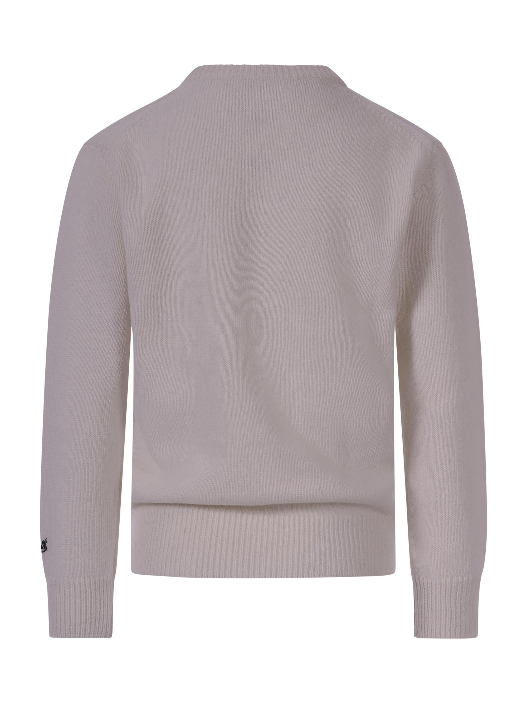 Maglione Douglas per bimbo MC2 Saint Barth Kids bianco con ricamo Courmayeur sul davanti DOU0006 00495I MC2 ST. BARTH KIDS 