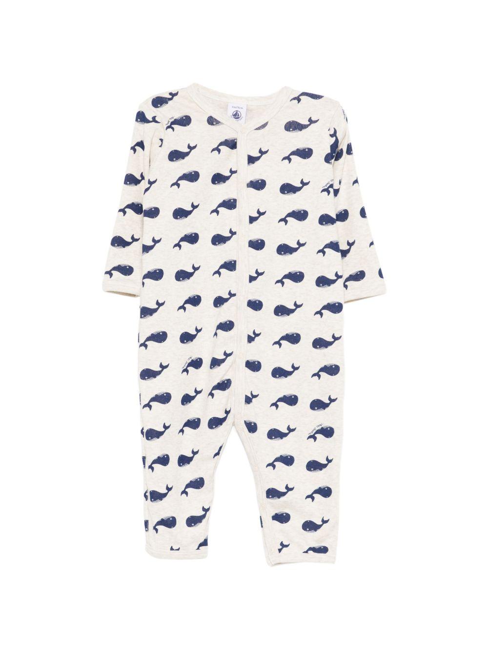 Tutina per neonato Petit Bateau beige con stampa balene all-over A0AXH 01 PETIT BATEAU 