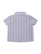 Camicia per neonato Balmain Kids azzurra con design a righe bianche BY5511 P0592 685BC BALMAIN KIDS 