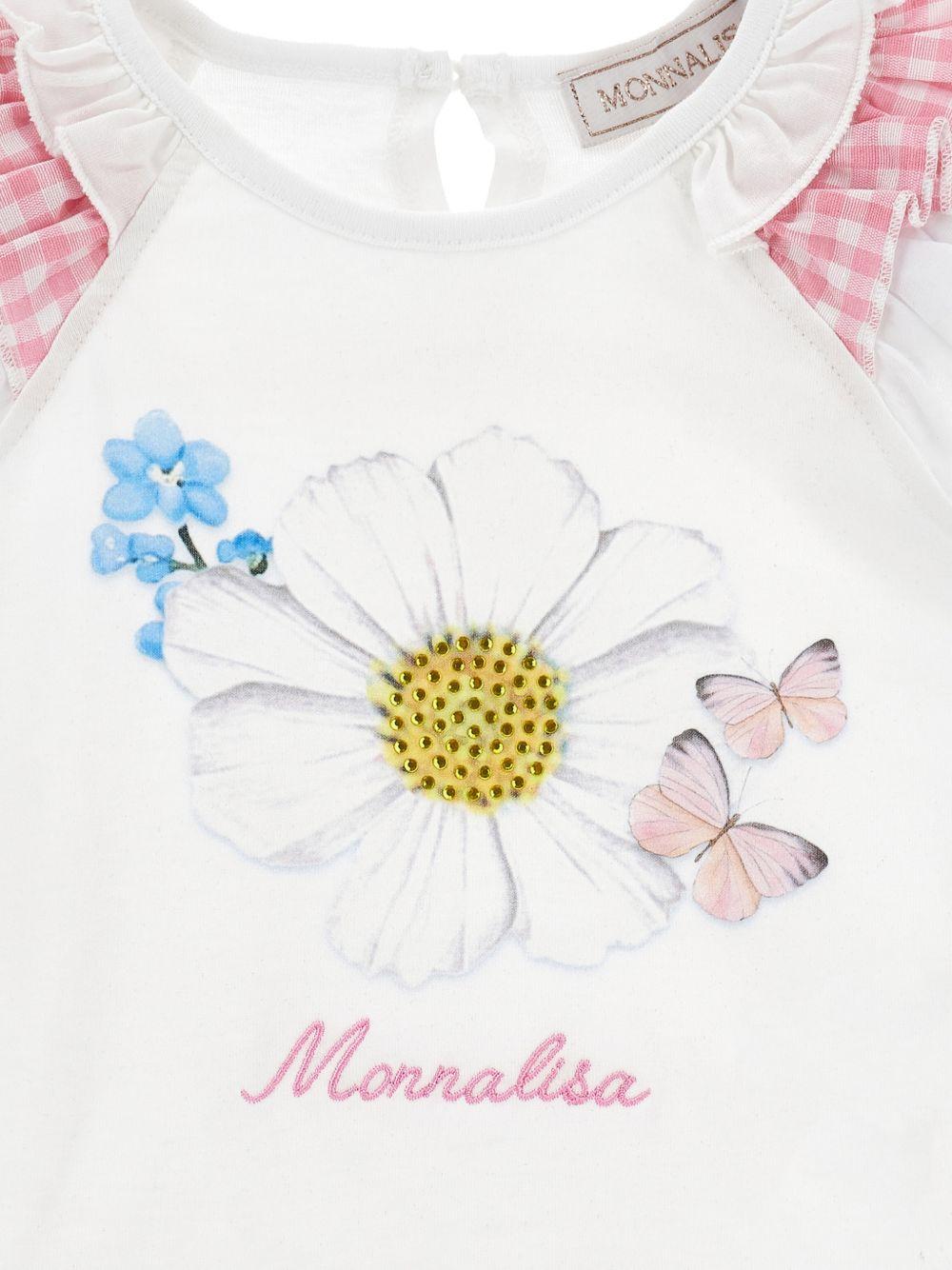 T-shirt per neonata Monnalisa bianca con stampa a fiori 39G605 7002 0099 MONNALISA 
