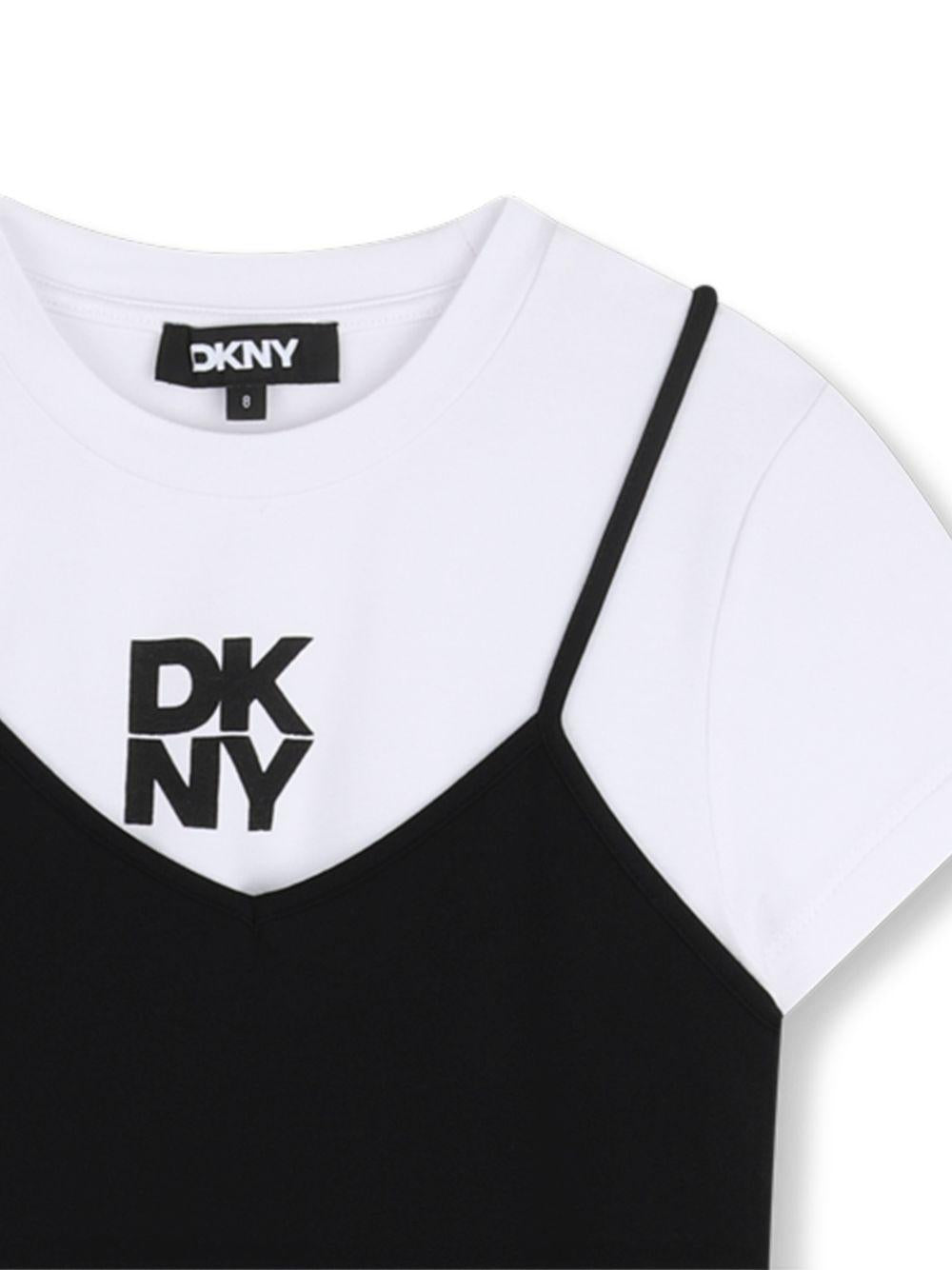 Abito per bambina DKNY Kids nero con stampa con logo D62599 09B DKNY 