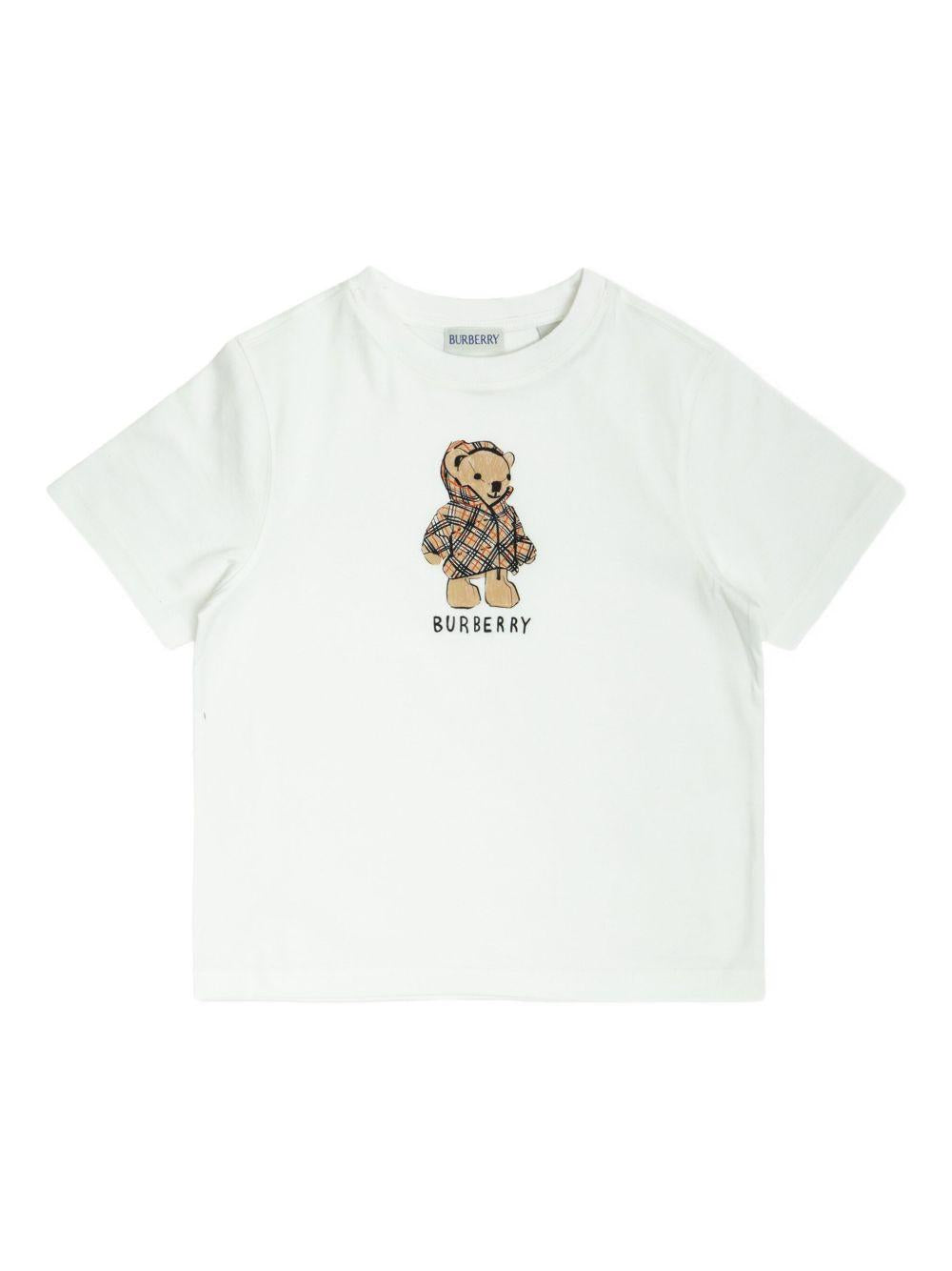 T-shirt per bambino Burberry Kids bianca con stampa grafica orsacchiotto 8117538 A1464 BURBERRY KIDS 