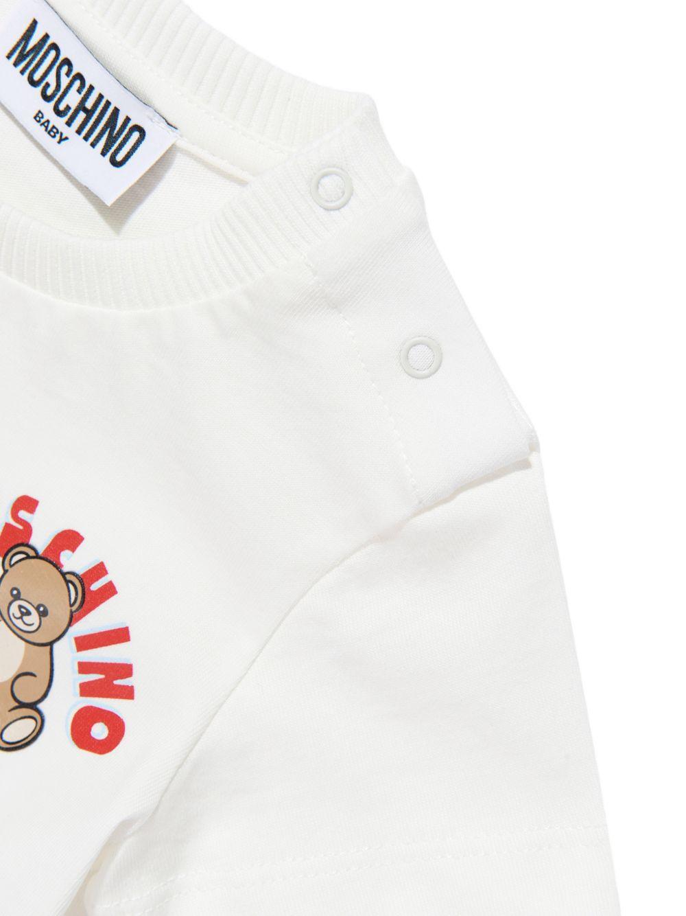 T-shirt per neonati Moschino Kids bianca con logo sul davanti MZM047LAA01 10063 MOSCHINO KIDS 