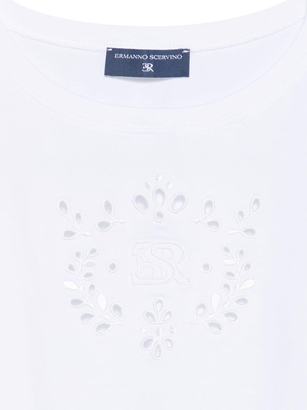 T-shirt per bambina Ermanno Scervino Junior bianca con design crop Z1G609 7201 0099 ERMANNO SCERVINO JUNIOR 