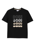 T-shirt per bambino Boss Kids nero con stampa grafica J52982 09B BOSS KIDS 