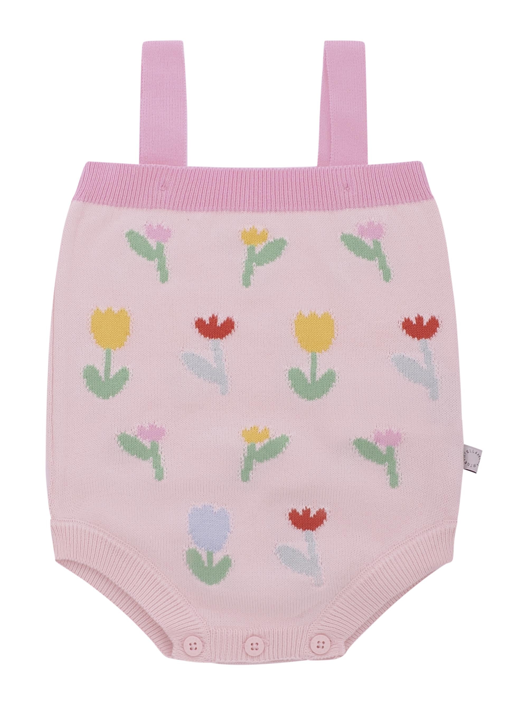 Body per neonata Stella McCartney Kids rosa con ricamo fiori TYA052 Z2423 51Z STELLA McCARTNEY KIDS 