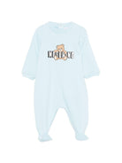 Tutina per neonato Moschino Kids azzurro con stampa orsetto MUT04PLCA19 40304 MOSCHINO KIDS 