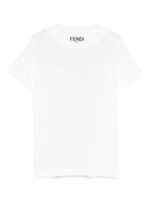T-shirt per bambina Fendi Kids bianca con stampa fiocco sul davanti JFI391 7AJ F0TU9 FENDI KIDS 
