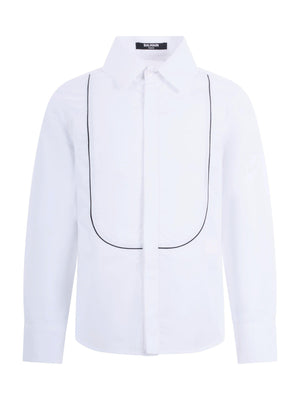 Balmain Kids white shirt with classic collar for boys