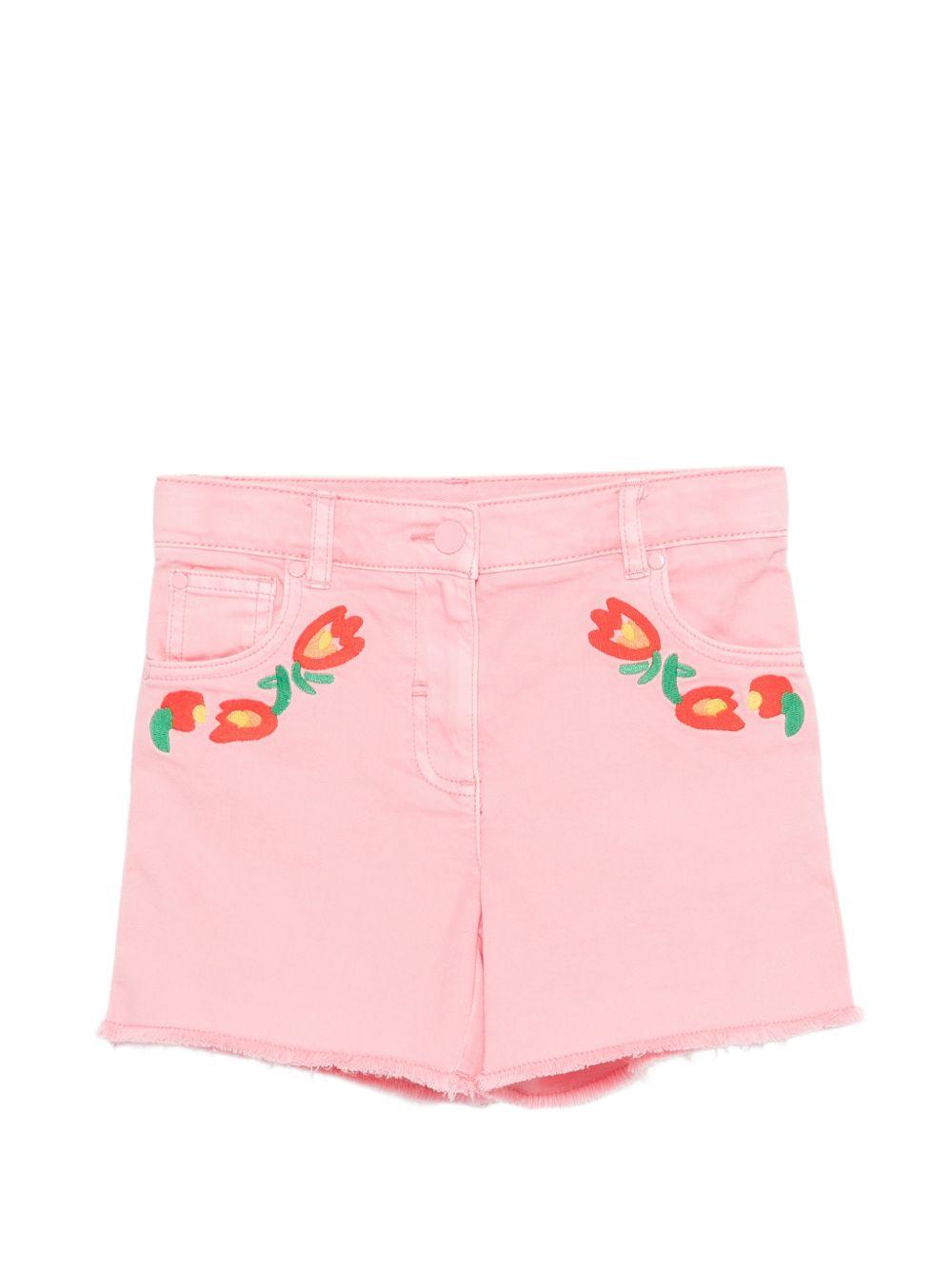 Shorts per bambina Stella McCartney Kids rosa con ricamo a fiori TY6C69 Z0156 509 STELLA McCARTNEY KIDS 