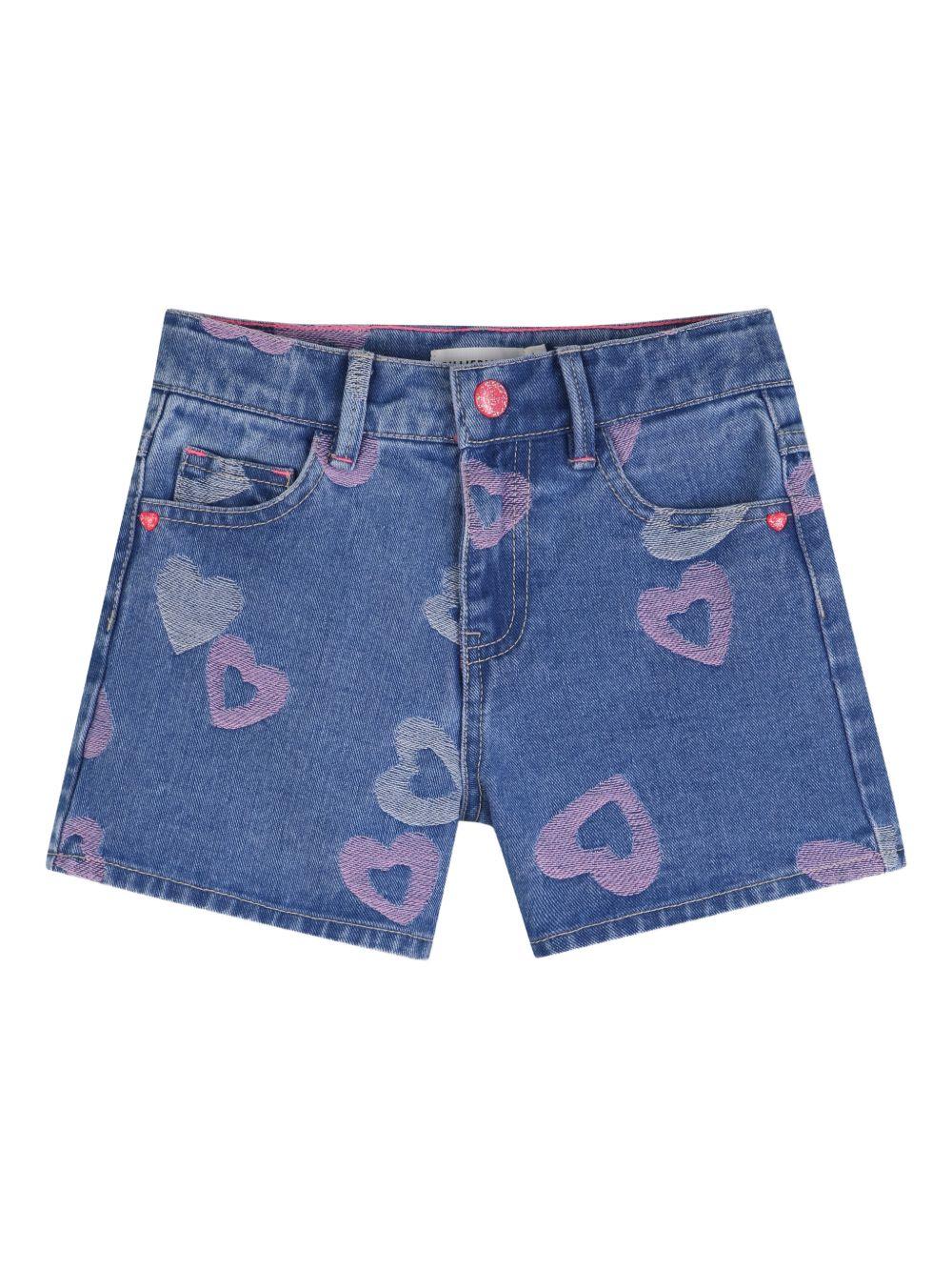 Shorts per bambina Billieblush blu con stampa a cuore all-over U22163 Z10 BILLIEBLUSH 