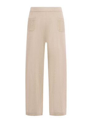 Emporio Armani Kids beige trousers for girls with two back pockets