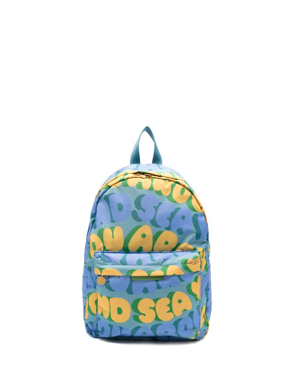 Zaino graffiti per bambini Stella McCartney Kids azzurro con scritte all-over TY0P18 Z3524 642MC STELLA McCARTNEY KIDS 