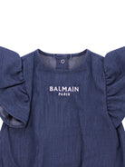 Tutina per neonata Balmain Kids denim con maniche a ruches BYA032 P0588 625 BALMAIN KIDS 