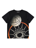 T-shirt per bambino Molo nera con stampa grafica stile Basket 1S26A206 9830 MOLO 