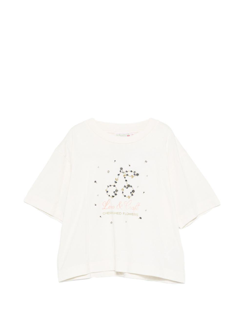 T-shirt per bambina Bonpoint bianco con logo ricamato S06GTSK00024 102 BONPOINT 