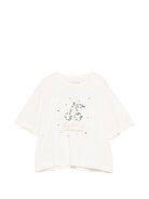T-shirt per bambina Bonpoint bianco con logo ricamato S06GTSK00024 102 BONPOINT 