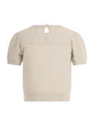 T-shirt per bambina Emporio Armani Kids beige con maniche corte a sbuffo EG000778 AF22791 U0007 EMPORIO ARMANI KIDS 
