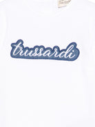 T-shirt per neonato Trussardi Junior bianca con logo blu sul davanti TIP26124TS WHITE TRUSSARDI JUNIOR 