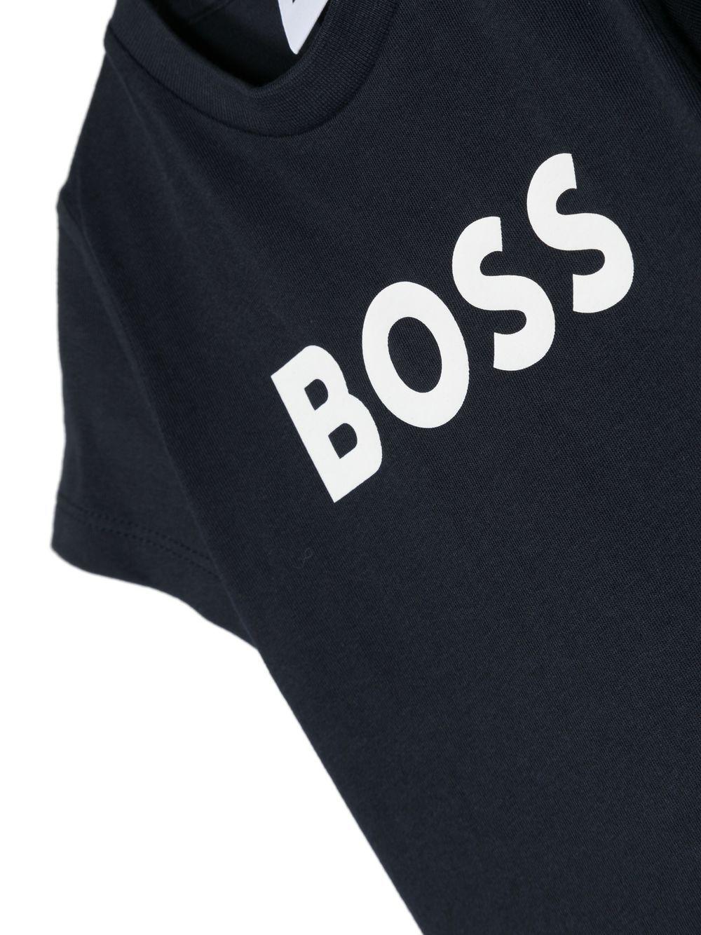 T-shirt per neonato BOSS Kidswear blu con stampa J05P12 849 BOSS KIDS 