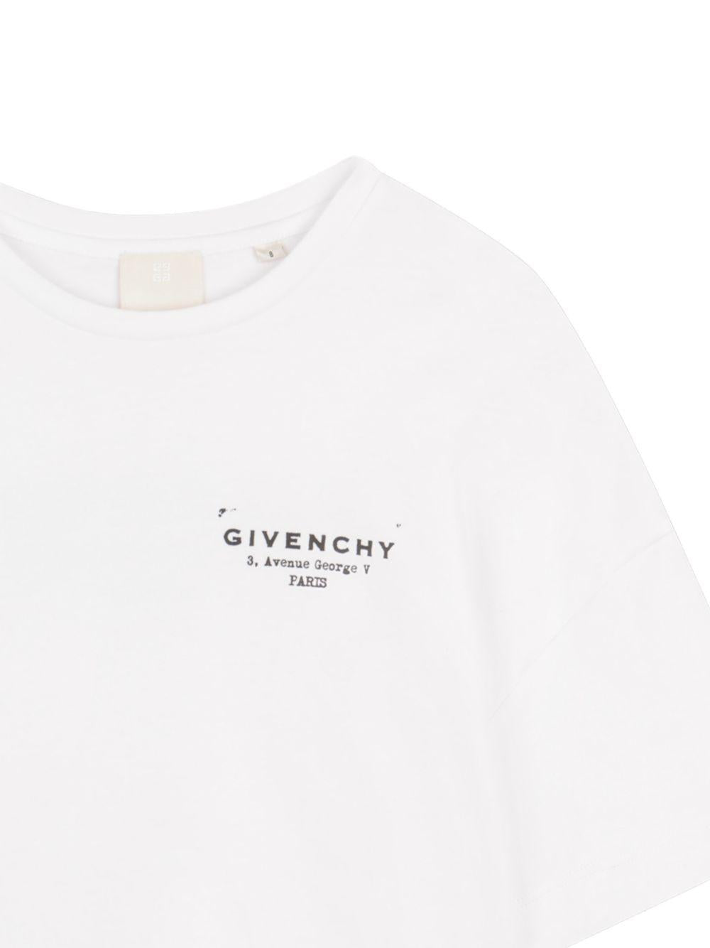T-shirt per bambina Givenchy Kids bianca con taglio crop H31224 10P GIVENCHY KIDS 